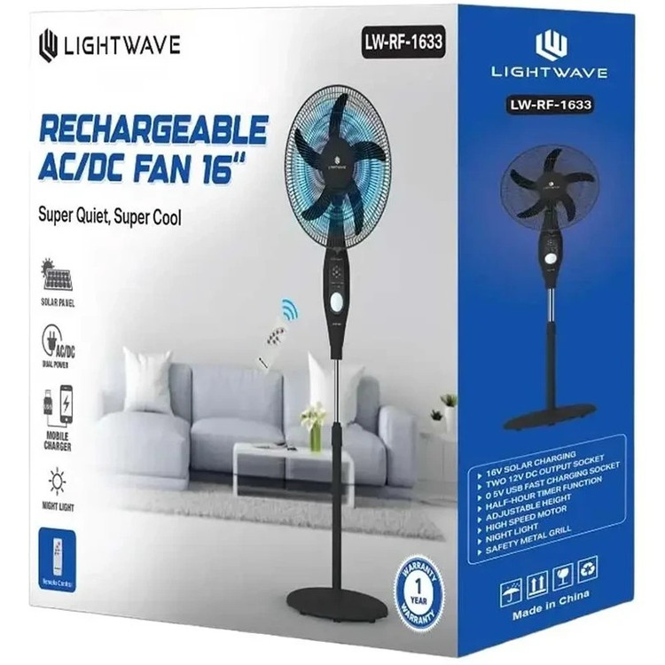 پنکه ایستاده شارژی و برقی لایت ویو مدل LW-RF-1633