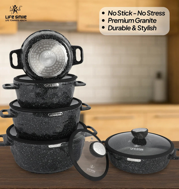 سرویس قابلمه گرانیتی لایف اسمایل 10 پارچه مدل ST10-BLACK