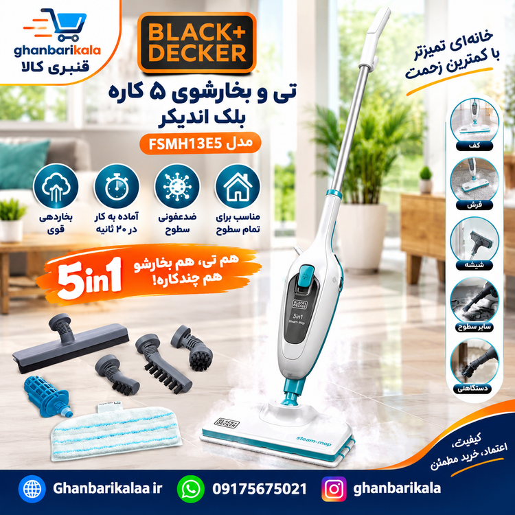 تی و بخارشوی 5 کاره بلک اندیکر مدل FSMH13E5